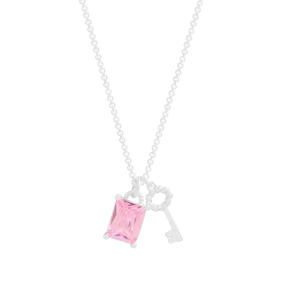 925 Sterling Silver Crystal Key Pendant Necklace – Adjustable & Elegant