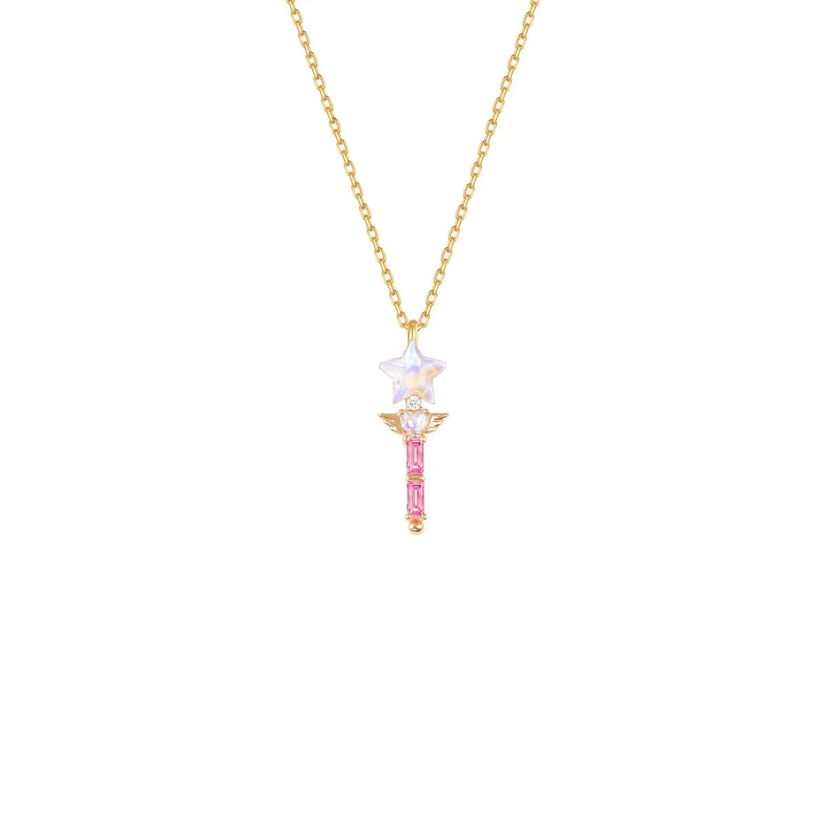 925 Silver Fairy Wand Necklace – Anime-Inspired Magical Pendant