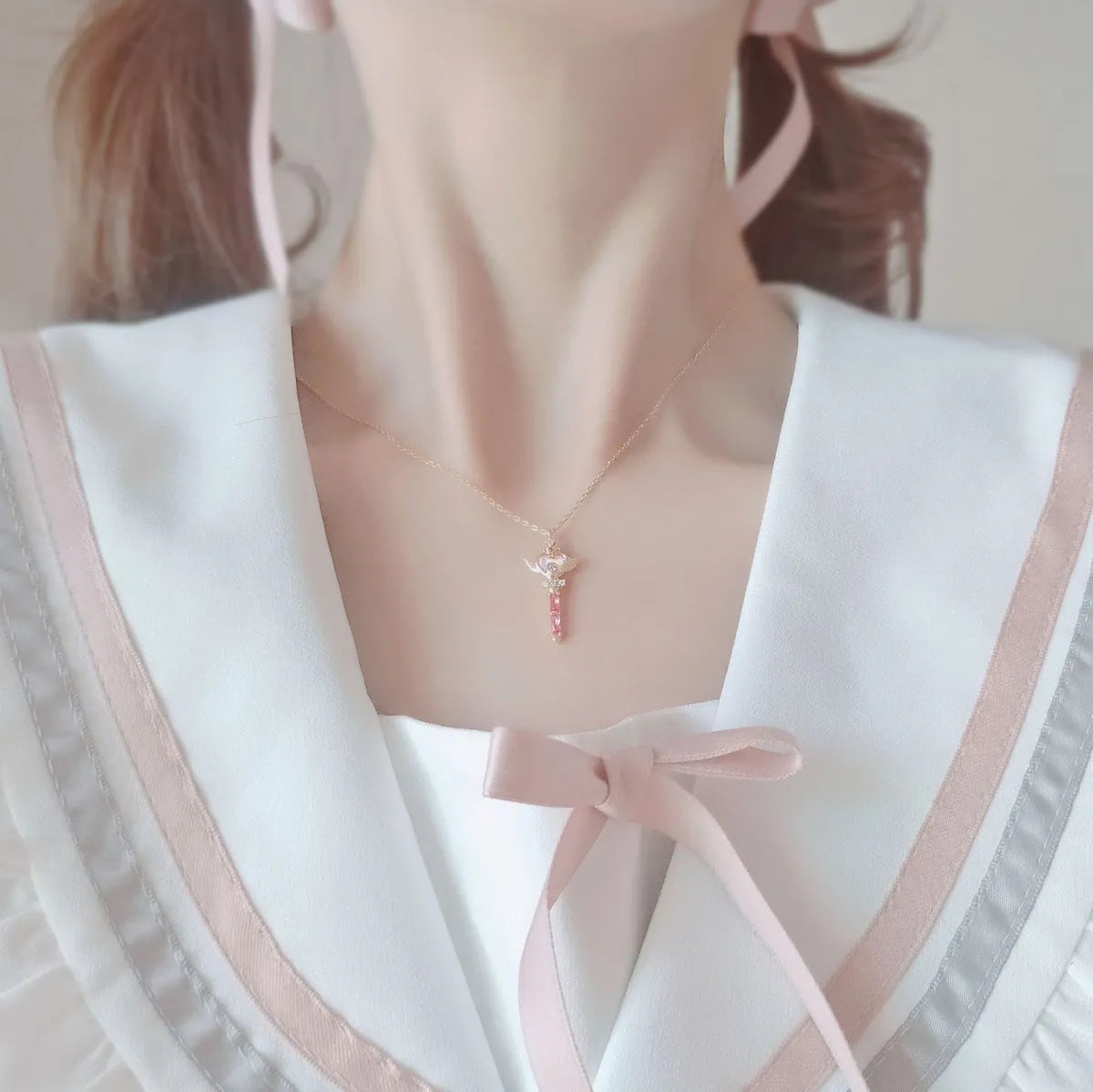 925 Silver Fairy Wand Necklace – Anime-Inspired Magical Pendant
