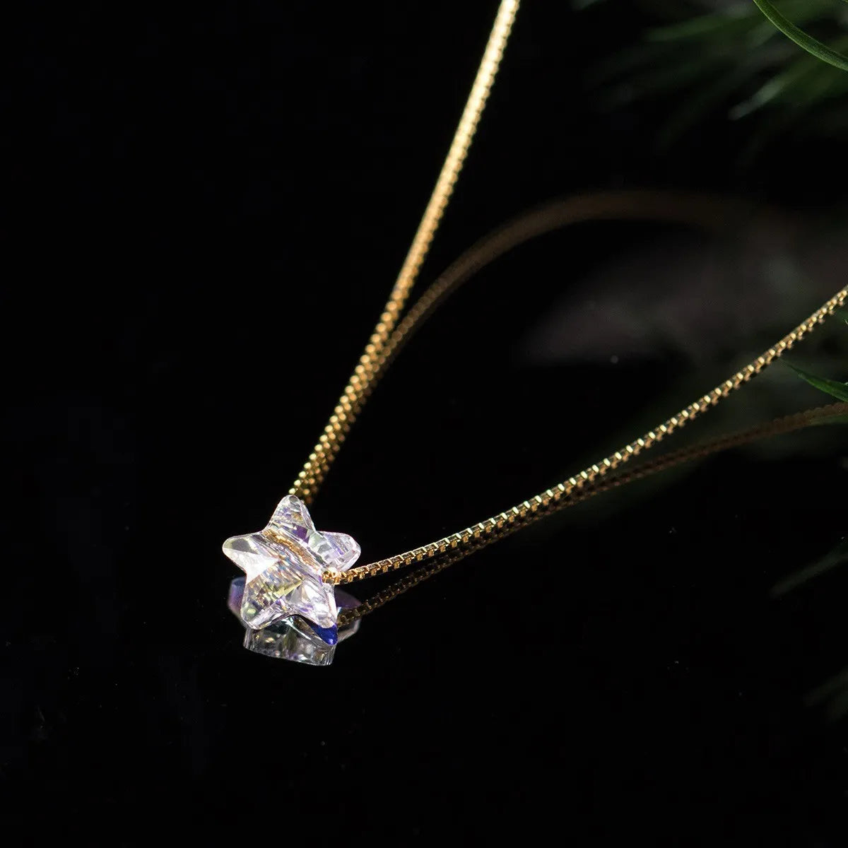 925 Silver Aurora Necklace Star Zircon Pendant Elegant