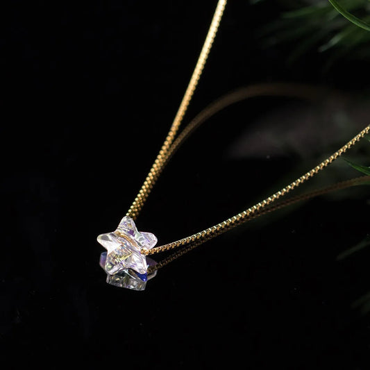 925 Silver Aurora Necklace Star Zircon Pendant Elegant