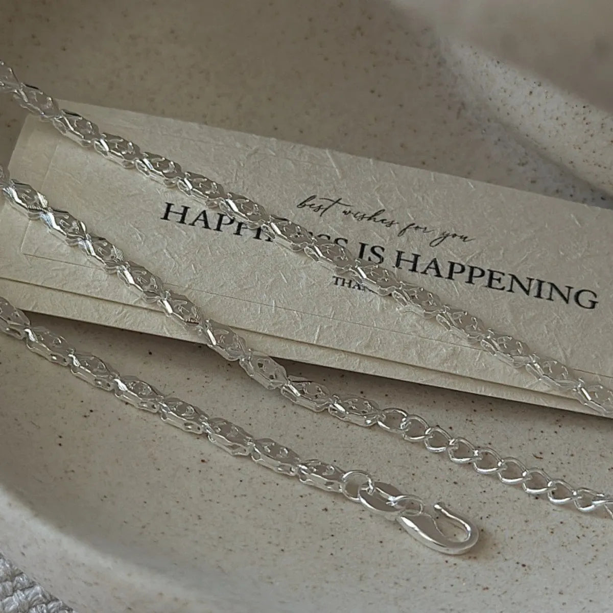 999 Silver Bracelet Textured Minimalist Adjustable Chain