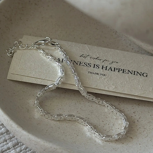 999 Silver Bracelet Textured Minimalist Adjustable Chain