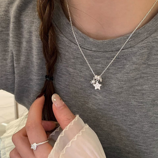925 Silver Star Necklace Charm Pendant Adjustable