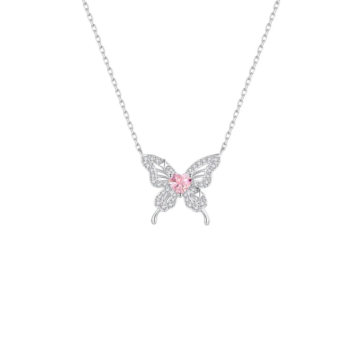 Luna Amour 925 Sterling Silver Pink Crystal Moon & Heart Jewelry Set