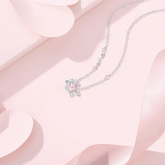 Luna Amour 925 Sterling Silver Pink Crystal Moon & Heart Jewelry Set
