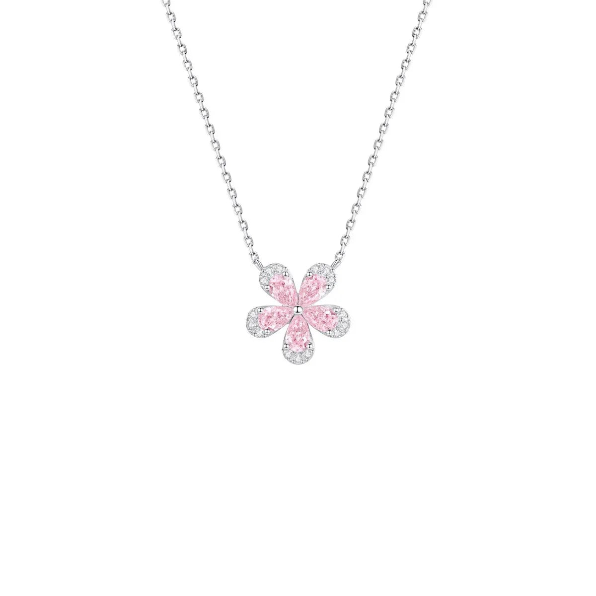 Luna Amour 925 Sterling Silver Pink Crystal Moon & Heart Jewelry Set