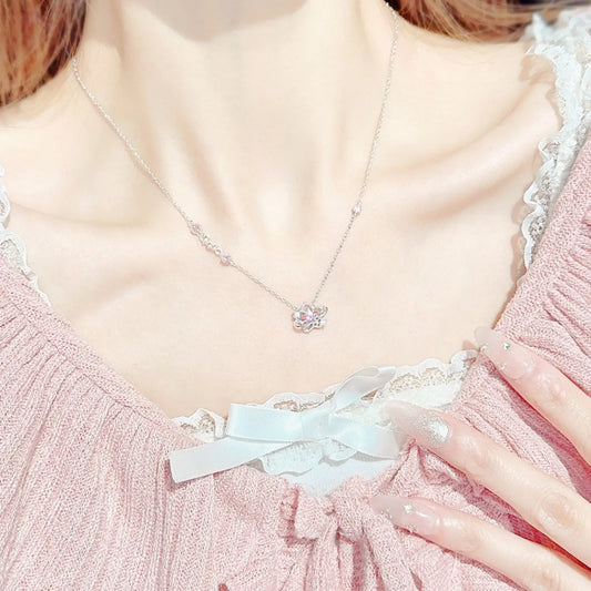 Luna Amour 925 Sterling Silver Pink Crystal Moon & Heart Jewelry Set