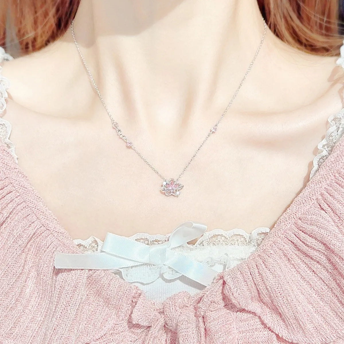 Luna Amour 925 Sterling Silver Pink Crystal Moon & Heart Jewelry Set
