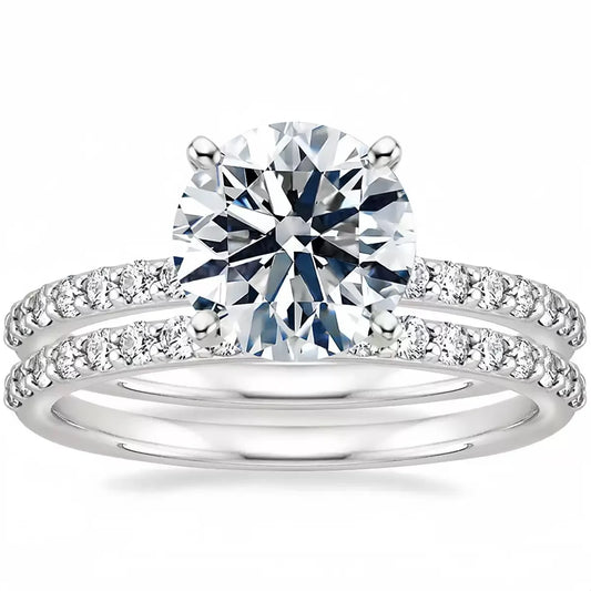 925 Silver Zircon Ring Set 2 Piece 3 Carat White Gold Plated