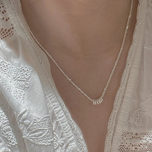 S925 Sterling Silver Six Loop Necklace Adjustable Minimalist Chain Jewelry
