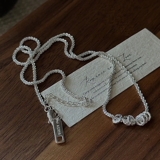 S925 Sterling Silver Six Loop Necklace Adjustable Minimalist Chain Jewelry