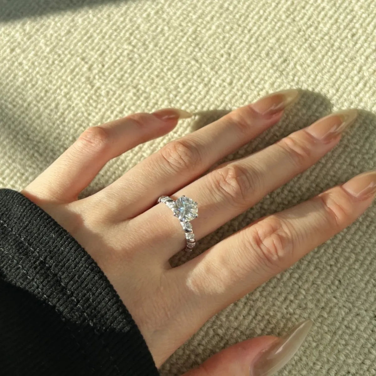 2CT Moissanite Braided Ring 925 Sterling Silver Six Prong Engagement Style Ring Gift Ready