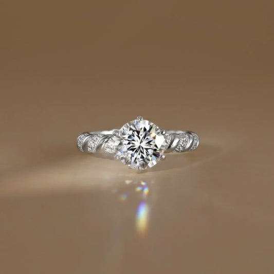 2CT Moissanite Braided Ring 925 Sterling Silver Six Prong Engagement Style Ring Gift Ready