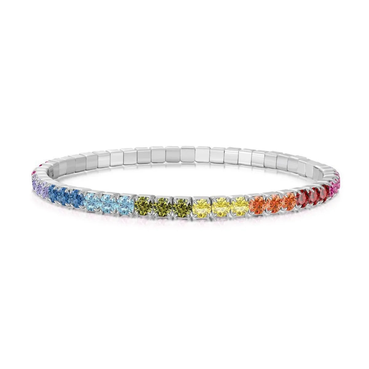 S925 Sterling Silver Elastic Tennis Bracelet CZ Adjustable Fit