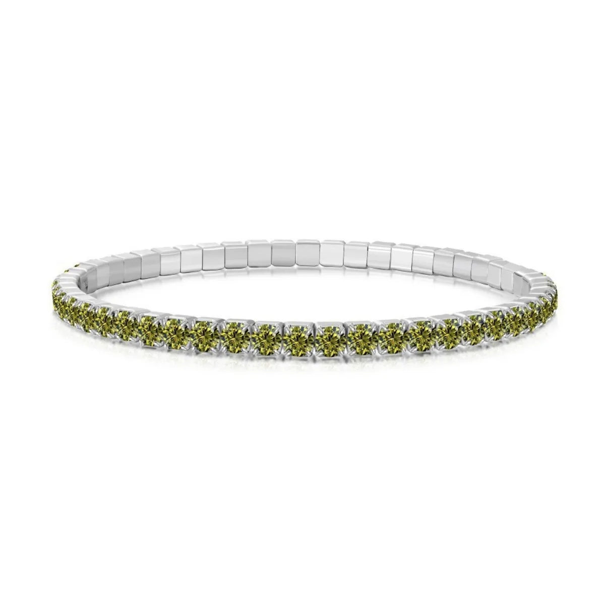 S925 Sterling Silver Elastic Tennis Bracelet CZ Adjustable Fit