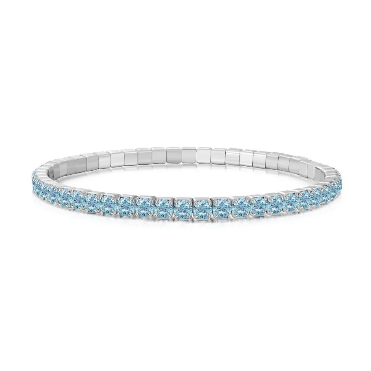 S925 Sterling Silver Elastic Tennis Bracelet CZ Adjustable Fit