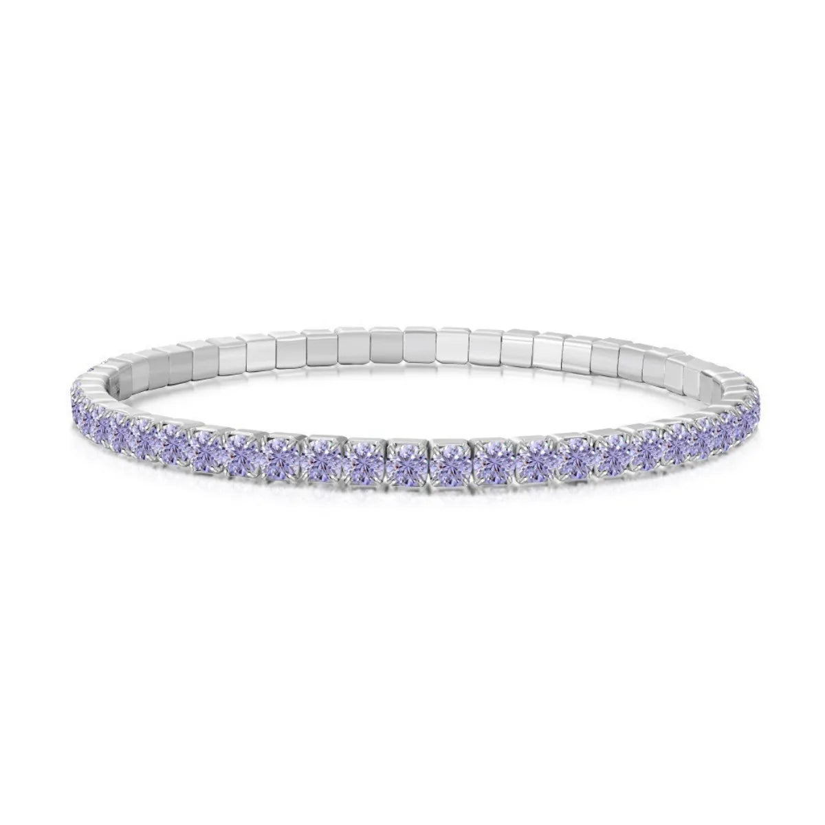 S925 Sterling Silver Elastic Tennis Bracelet CZ Adjustable Fit