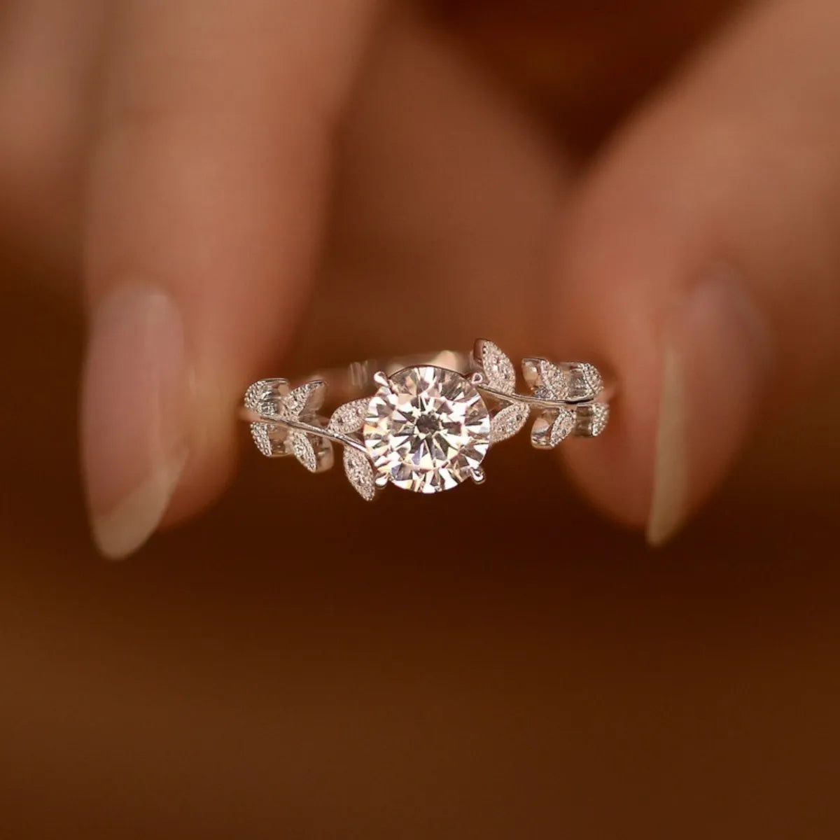 S925 Sterling Silver Moissanite RingAdjustable 1 Carat