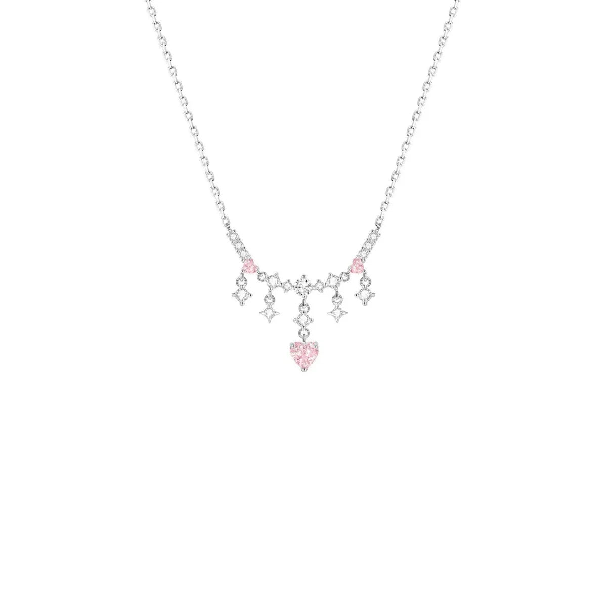 S925 Sterling Silver Heart Moissanite Necklace Orbit Design Adjustable