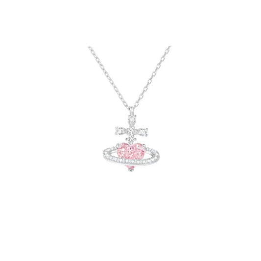 S925 Sterling Silver Heart Moissanite Necklace Orbit Design Adjustable
