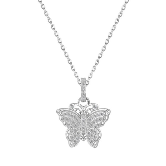 S925 Sterling Silver Vintage Butterfly Necklace CZ Gold Tone Adjustable