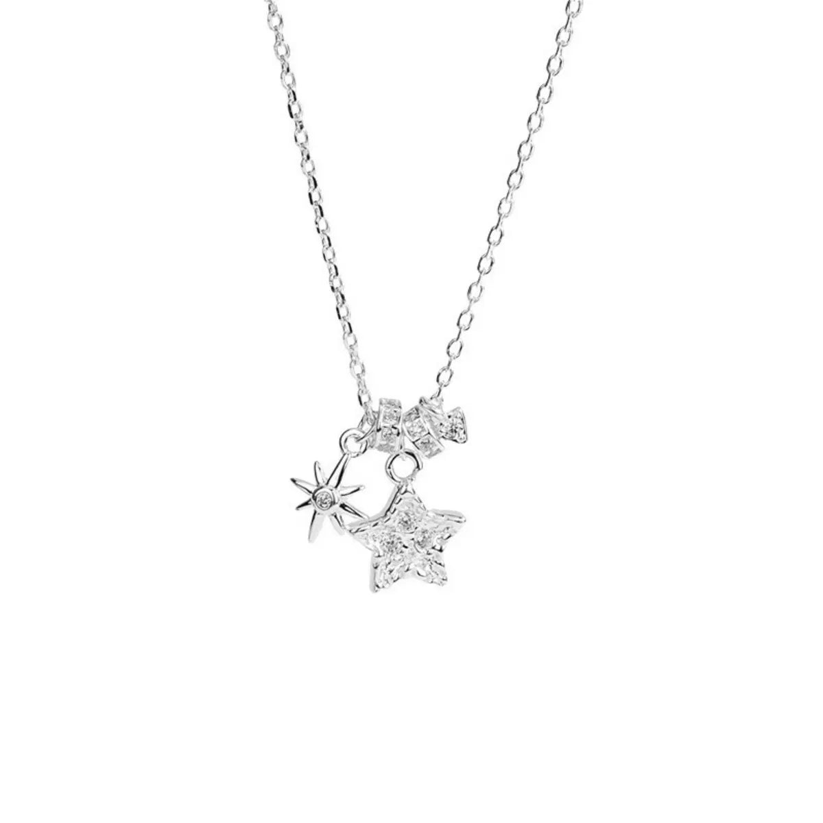 S925 Sterling Silver Star Charm Necklace Adjustable 40-45 cm