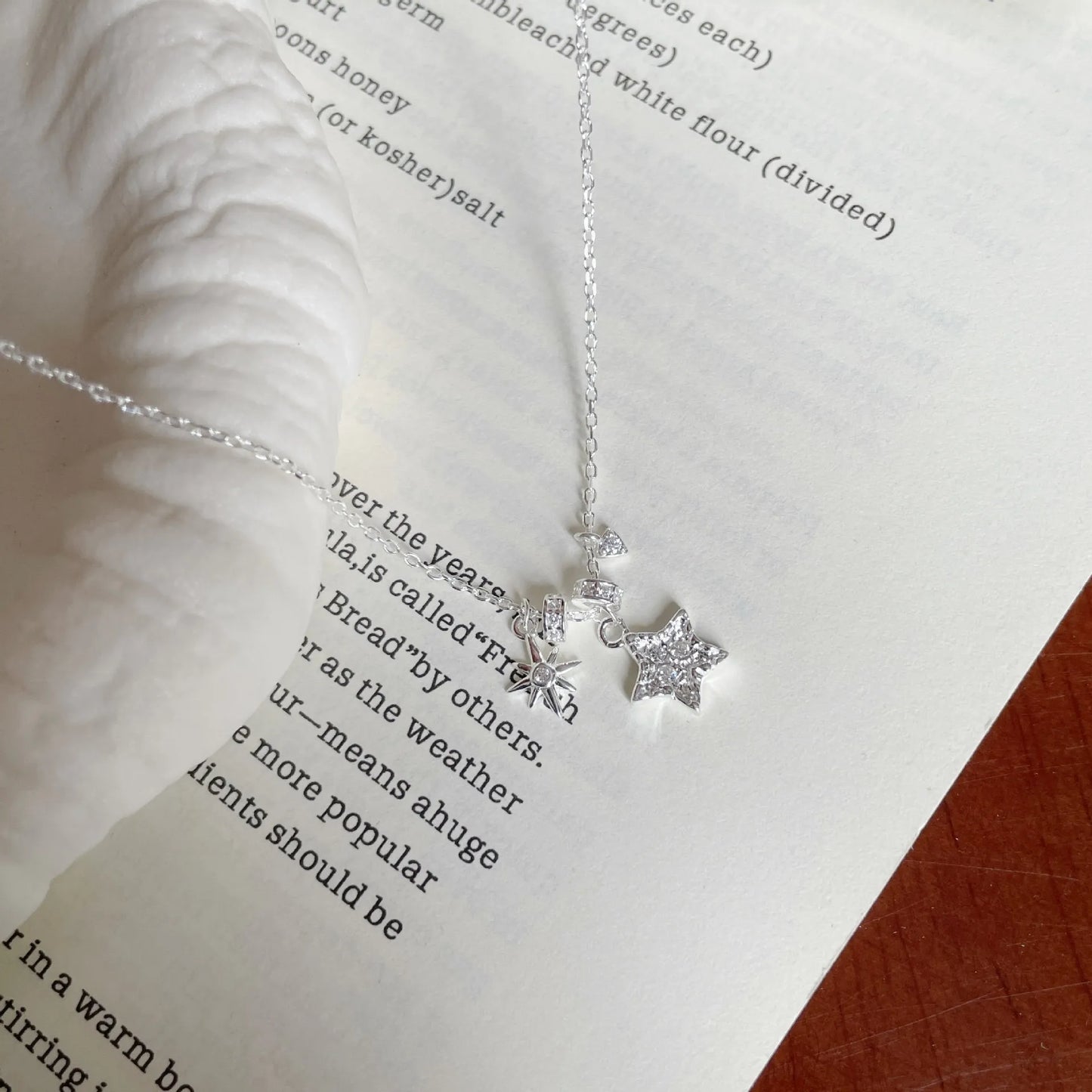 S925 Sterling Silver Star Charm Necklace Adjustable 40-45 cm