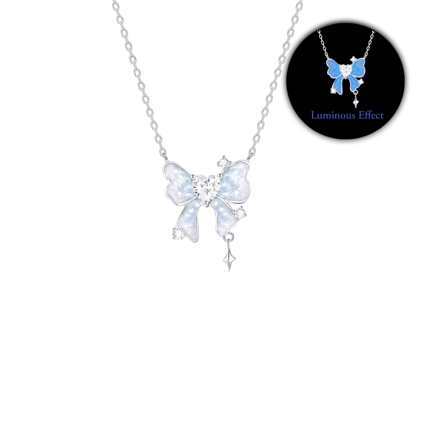 S925 Sterling Silver Shell Necklace Crystal Pendant Adjustable