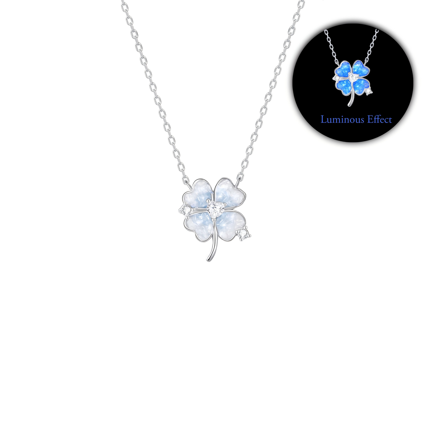 S925 Sterling Silver Shell Necklace Crystal Pendant Adjustable
