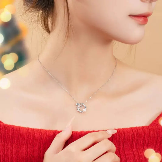 S925 Sterling Silver Bow Snowflake Necklace Minimalist Pendant