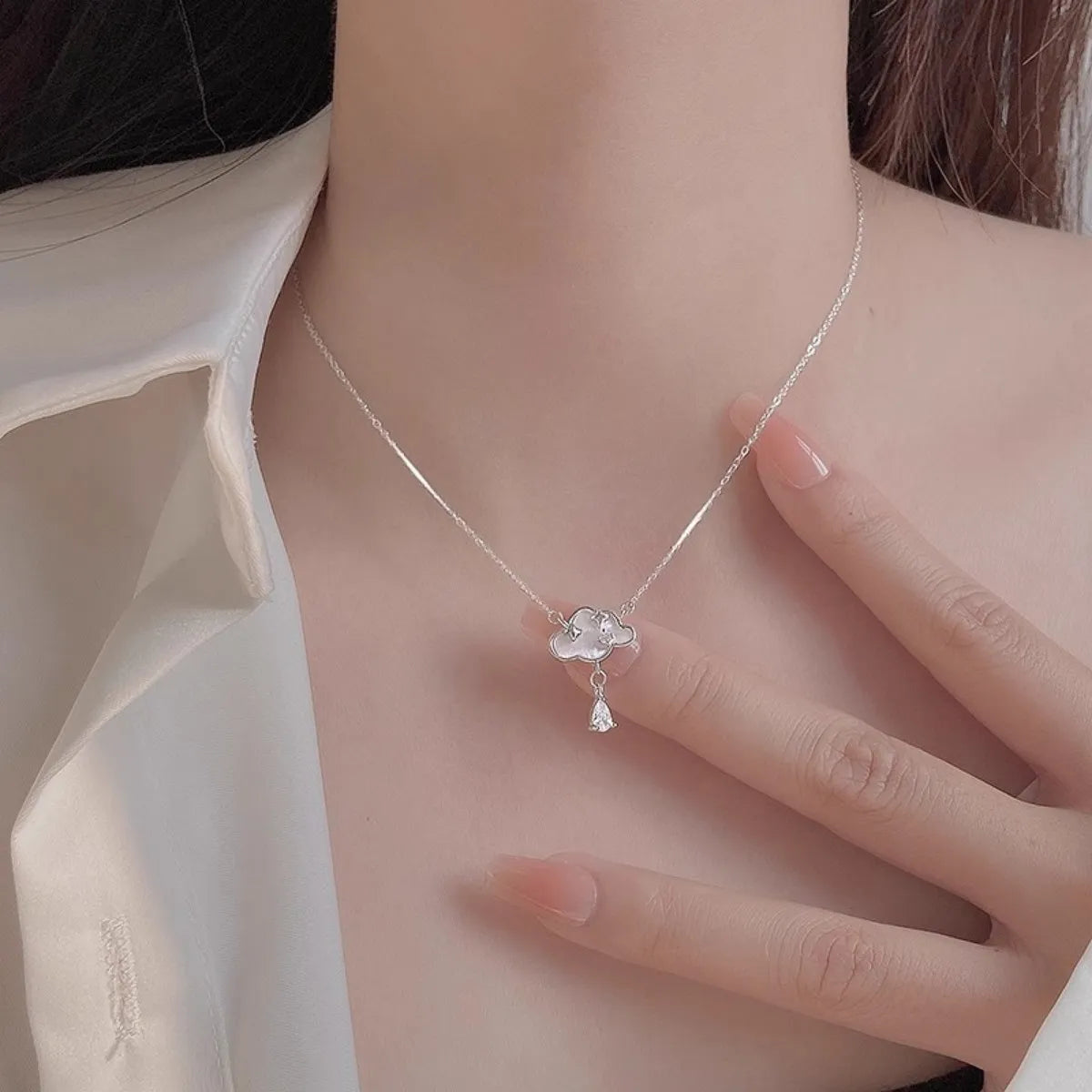 Cloud Raindrop S925 Sterling Silver Necklace