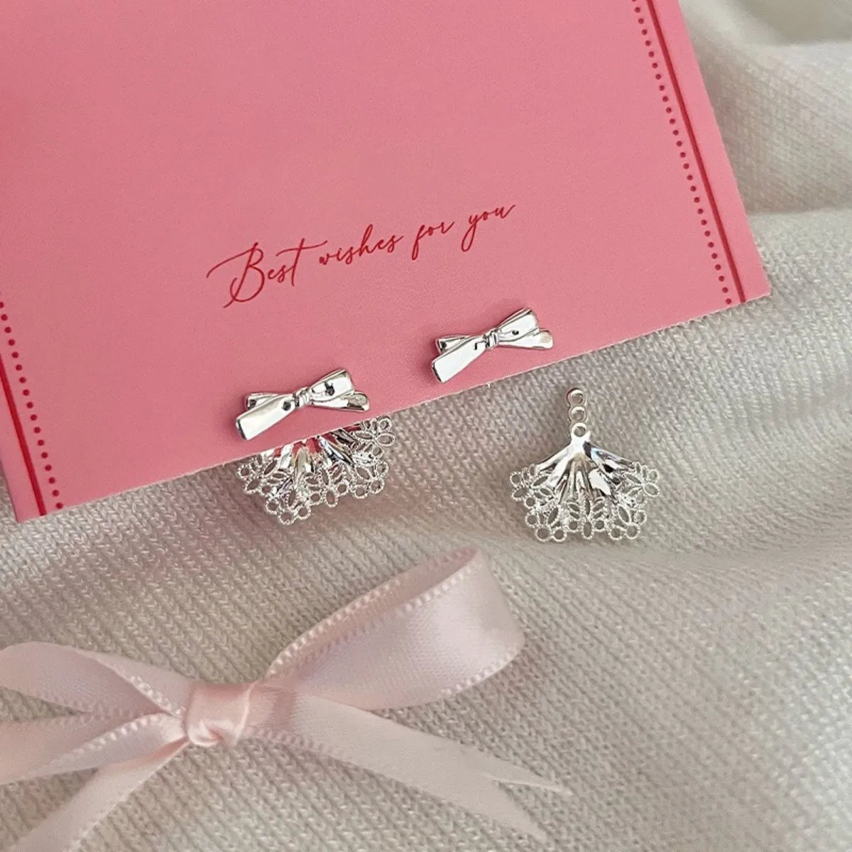 S925 Sterling Silver Bow Earrings Minimalist Stud Earrings