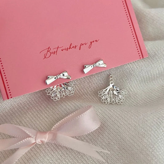 S925 Sterling Silver Bow Earrings Minimalist Stud Earrings