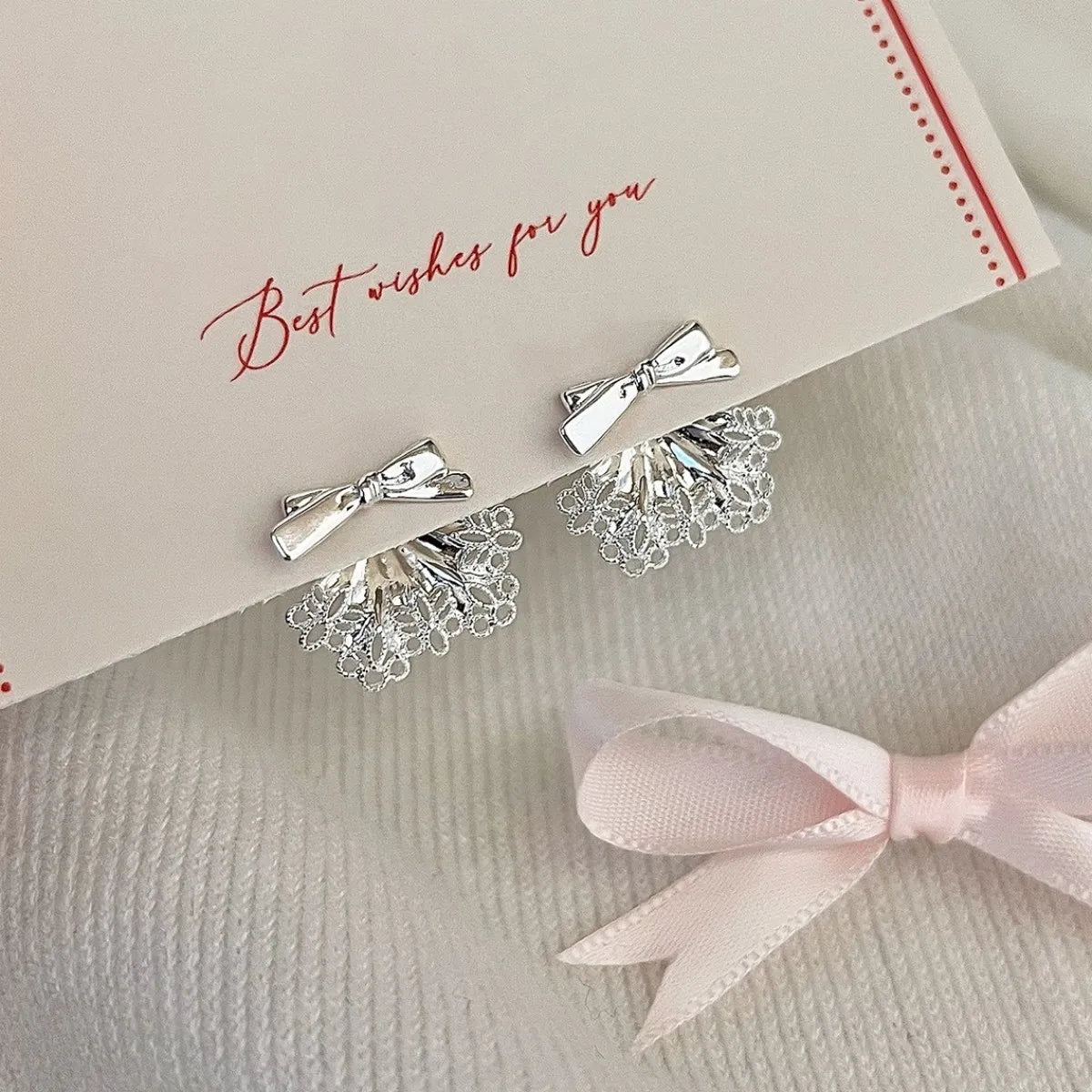 S925 Sterling Silver Bow Earrings Minimalist Stud Earrings