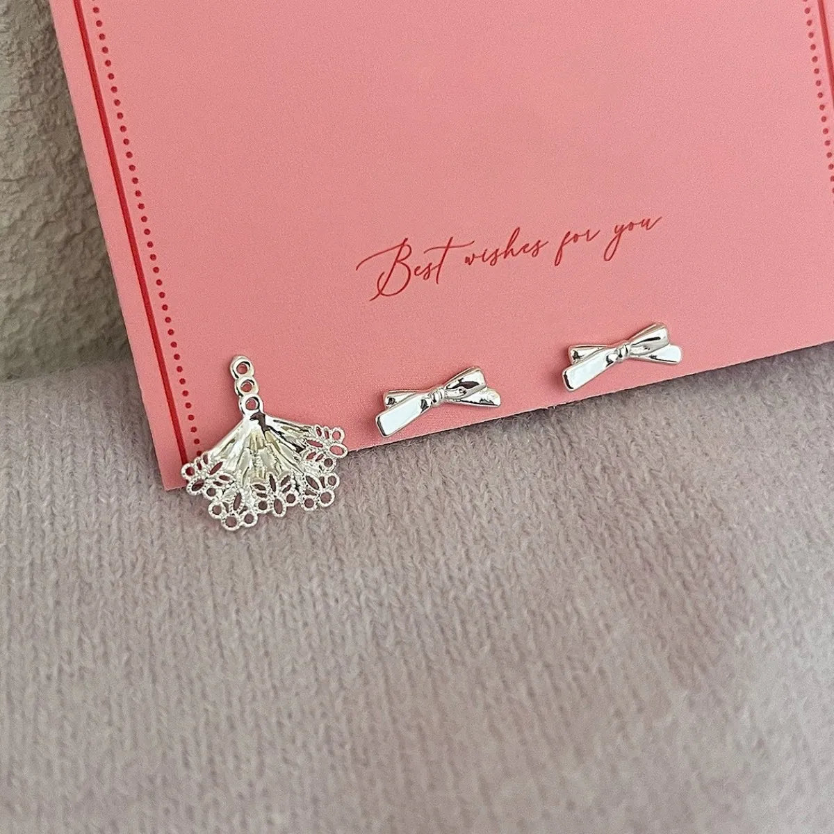 S925 Sterling Silver Bow Earrings Minimalist Stud Earrings
