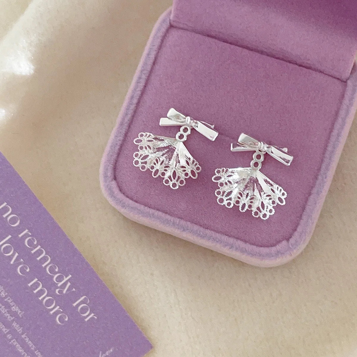S925 Sterling Silver Bow Earrings Minimalist Stud Earrings