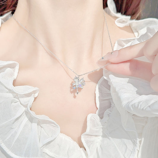 S925 Sterling Silver Unicorn Necklace Adjustable Cable Chain