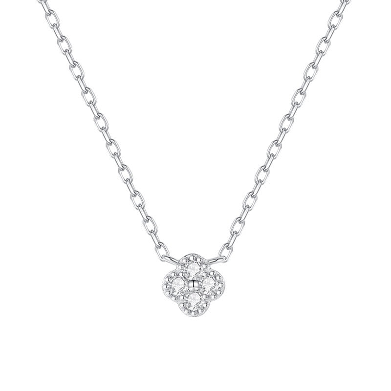 S925 Sterling Silver Lucky Clover Necklace and Bracelet Jewelry Set