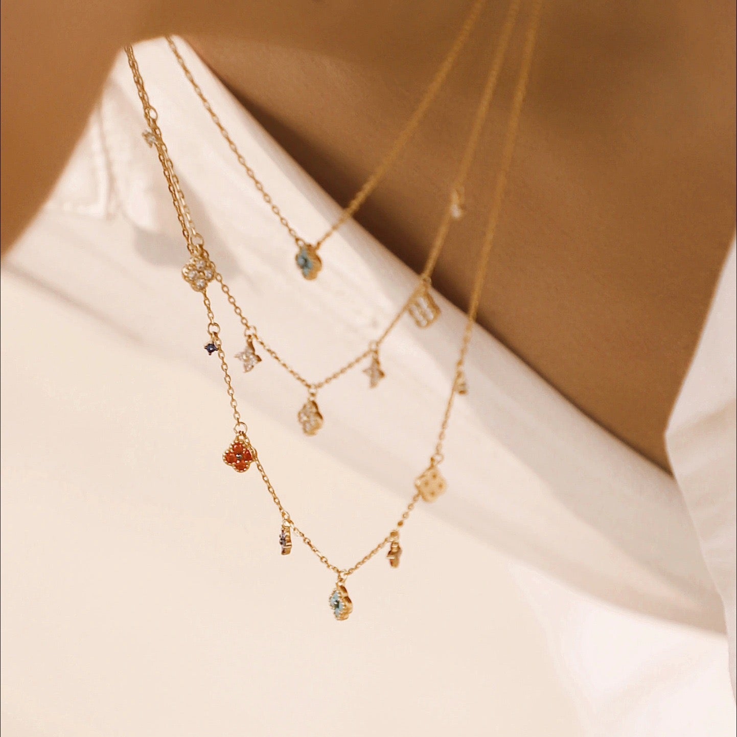 S925 Sterling Silver Lucky Clover Necklace and Bracelet Jewelry Set