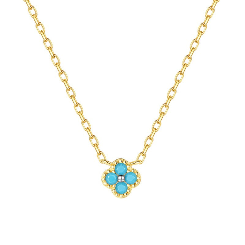 S925 Sterling Silver Lucky Clover Necklace and Bracelet Jewelry Set
