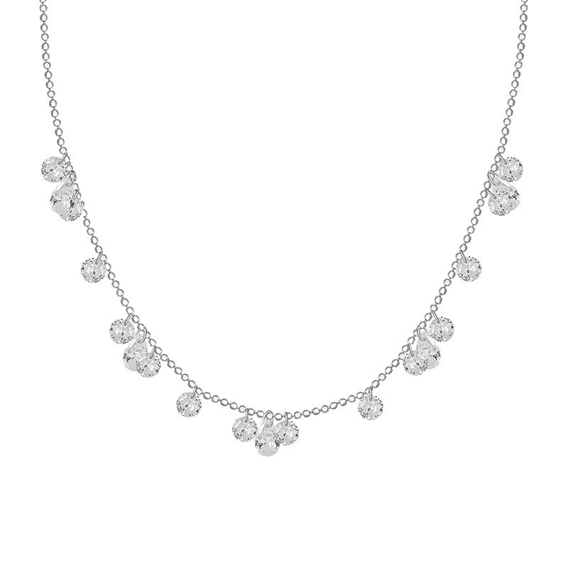 S925 Silver Zircon Teardrop Necklace