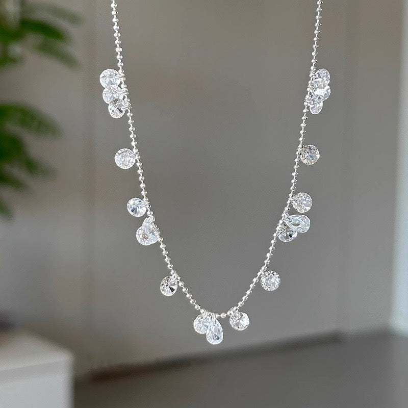 S925 Silver Zircon Teardrop Necklace