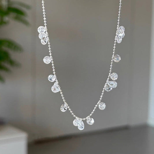 S925 Silver Zircon Teardrop Necklace