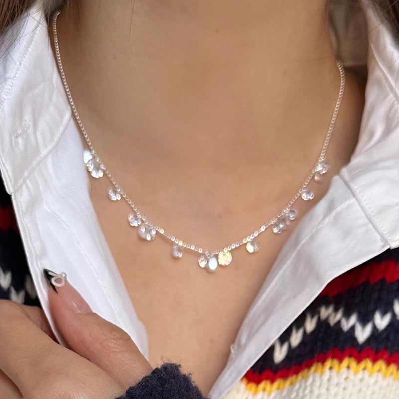 S925 Silver Zircon Teardrop Necklace