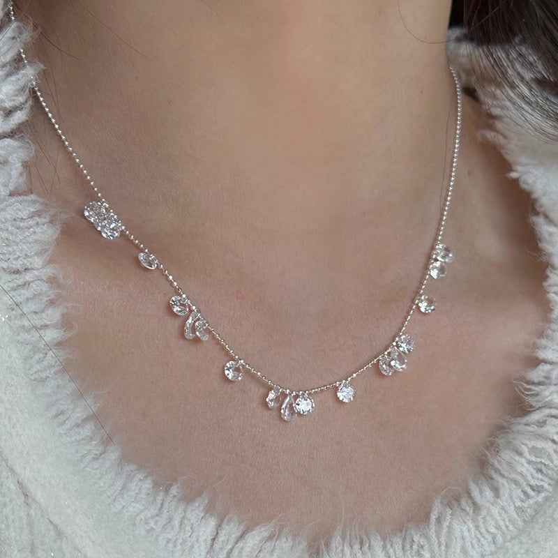 S925 Silver Zircon Teardrop Necklace