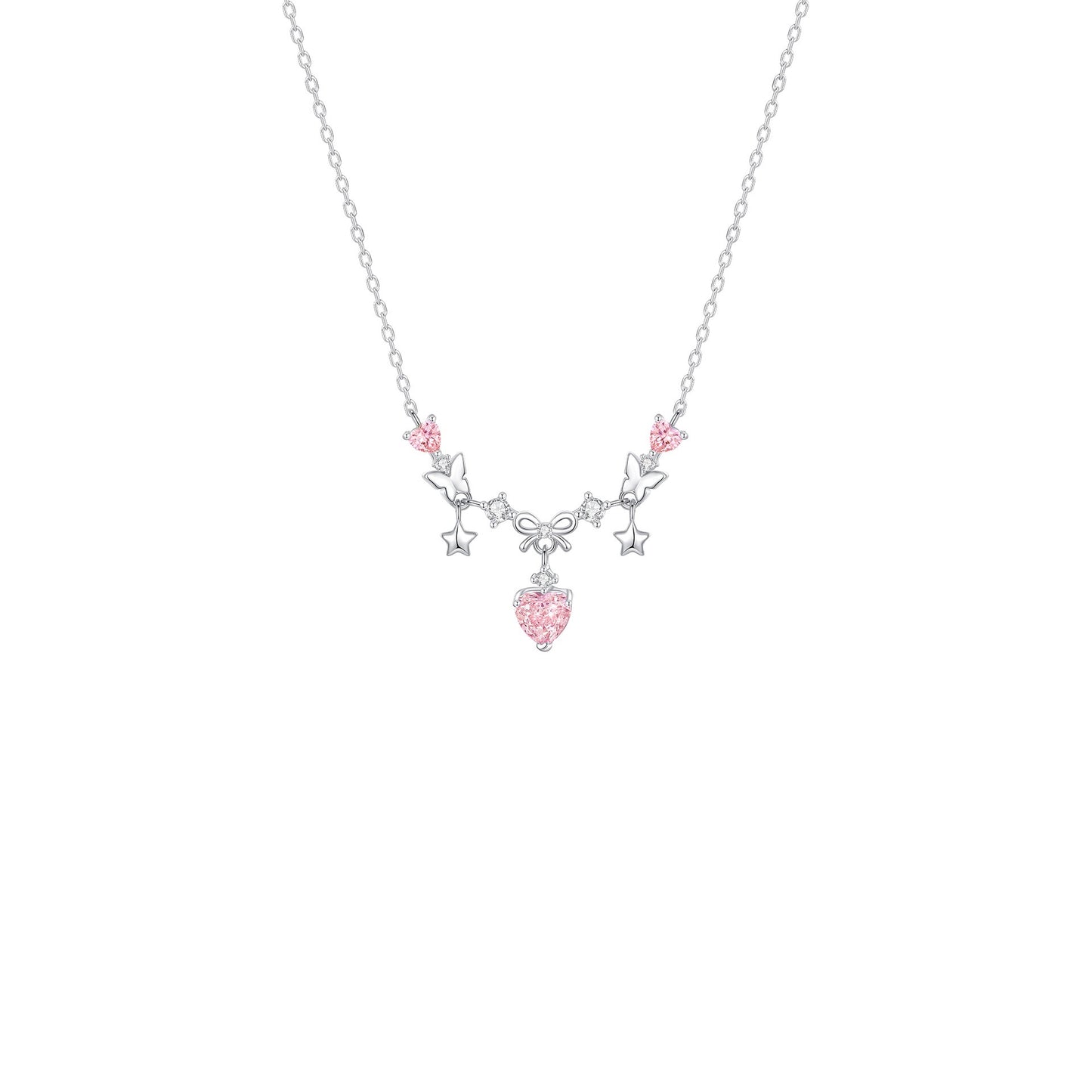 S925 Sterling Silver Bow Necklace Adjustable Chain