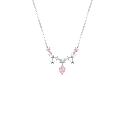 S925 Sterling Silver Bow Necklace Adjustable Chain