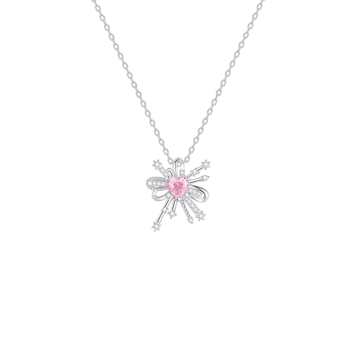 S925 Sterling Silver Bow Necklace Adjustable Chain