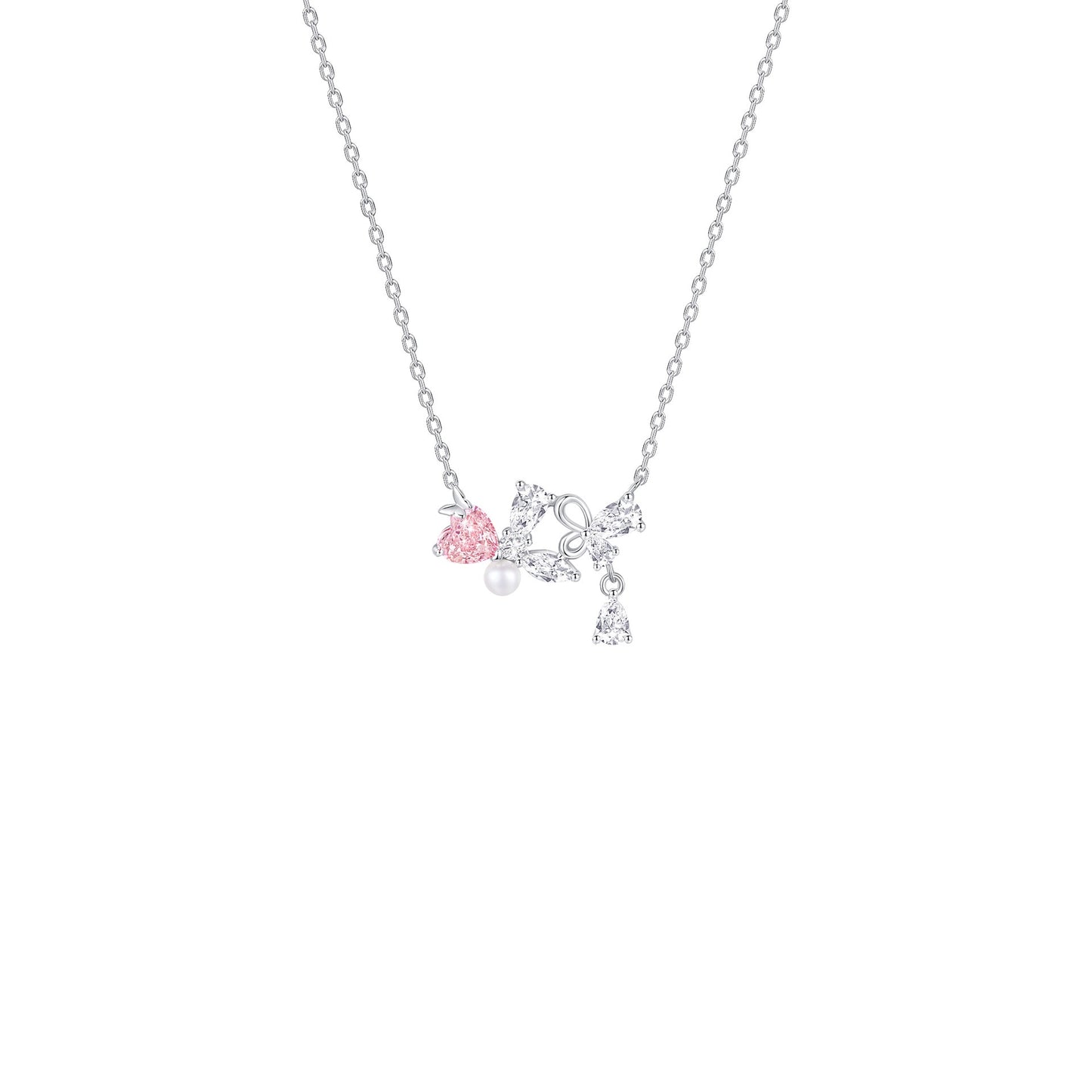 S925 Sterling Silver Bow Necklace Adjustable Chain